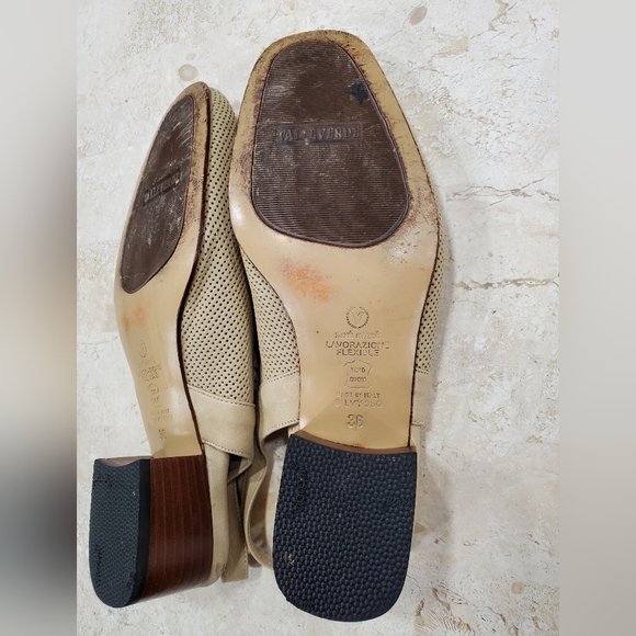 Valleverde sling back shoes womens size 36 US 6.5 beige perforated leather Italy - Picture 8 of 16